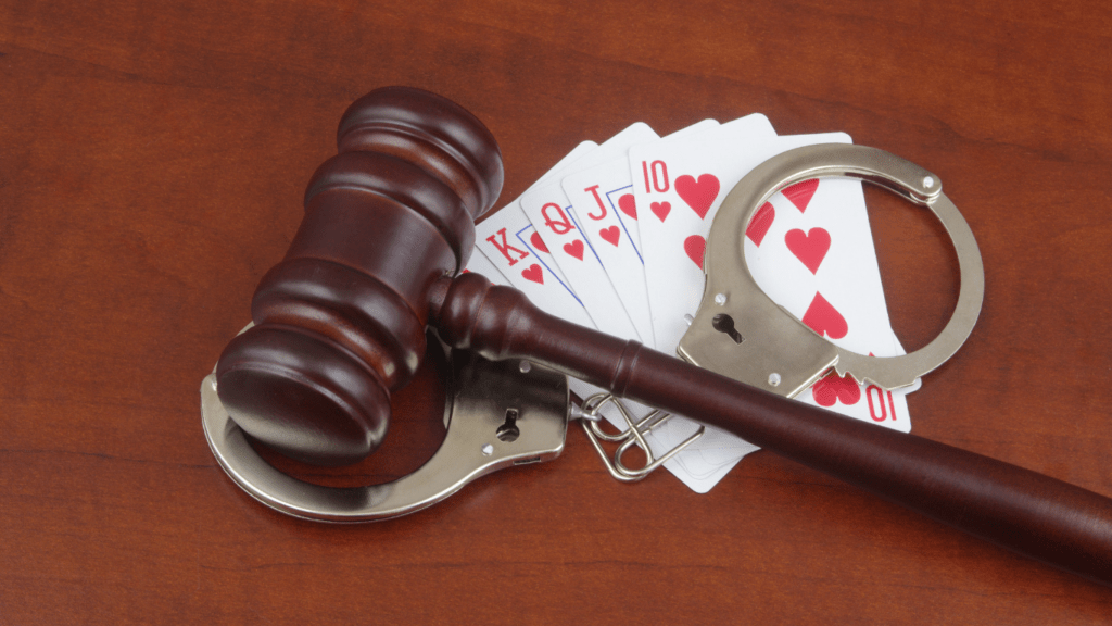 Playing cards and gavel