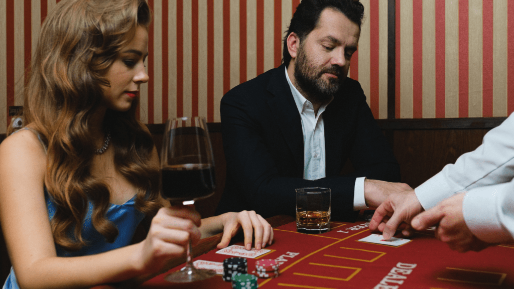 Man and woman Gambling in casino 