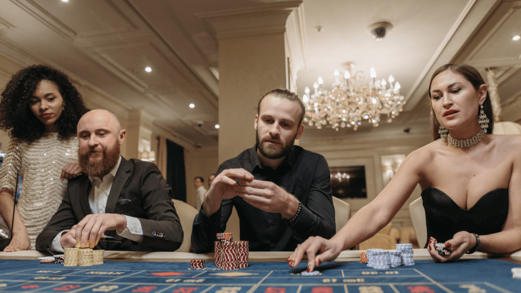 Gamblers sitting on casino table